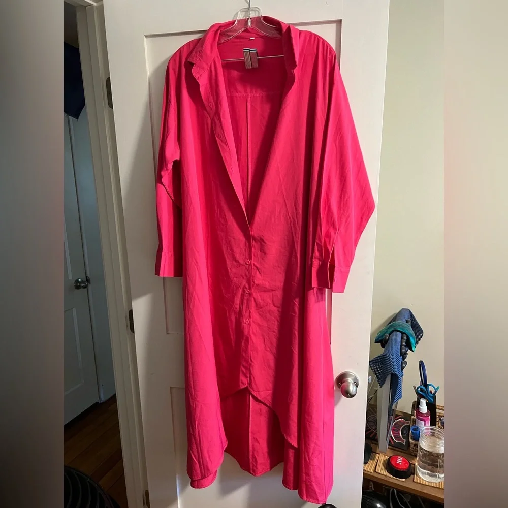 Women’s long sleeve button down pink dress. - Picture 1 of 6